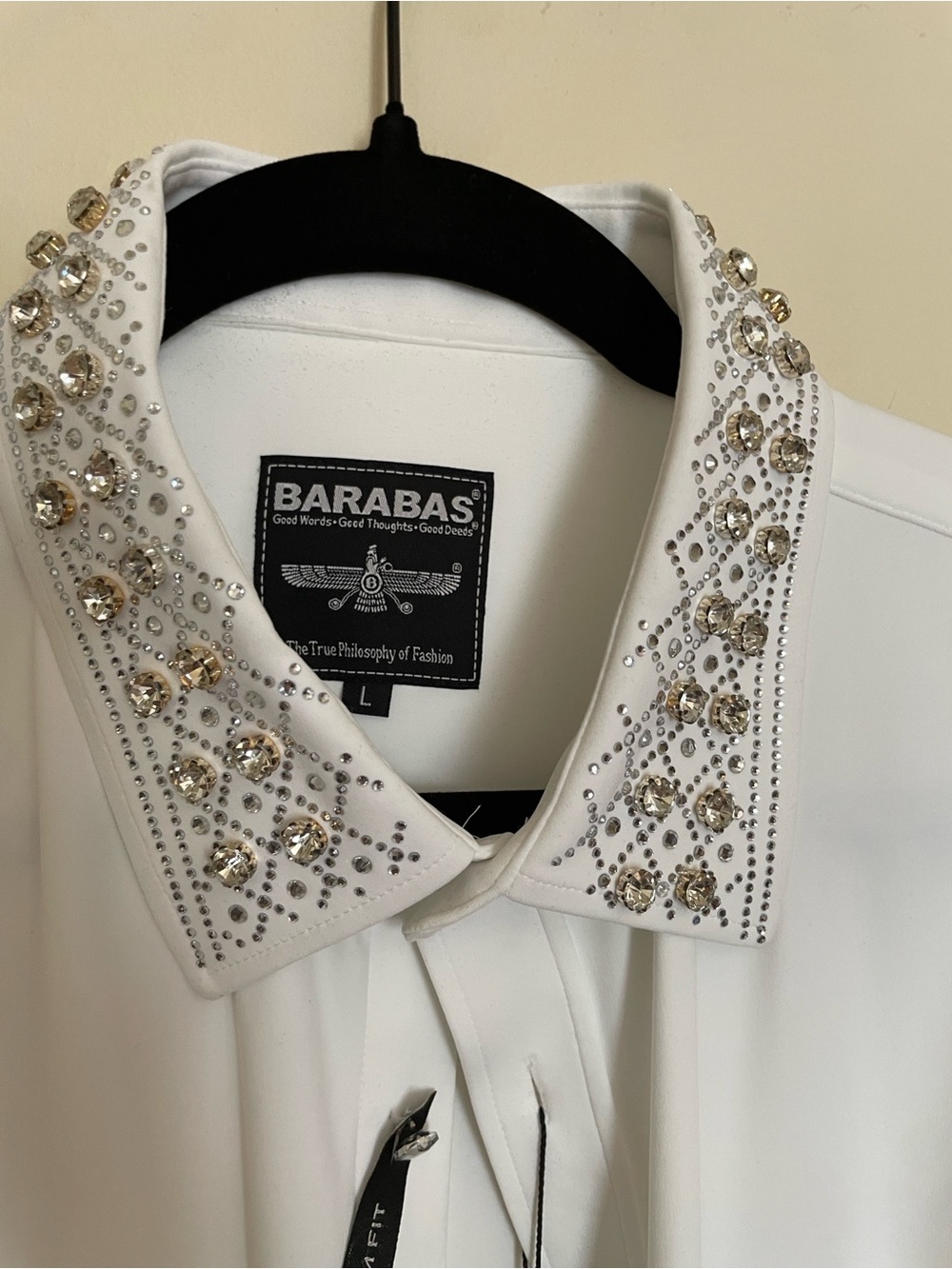 Men’s White Embellished Dress Shirt - Picture 2 of 12